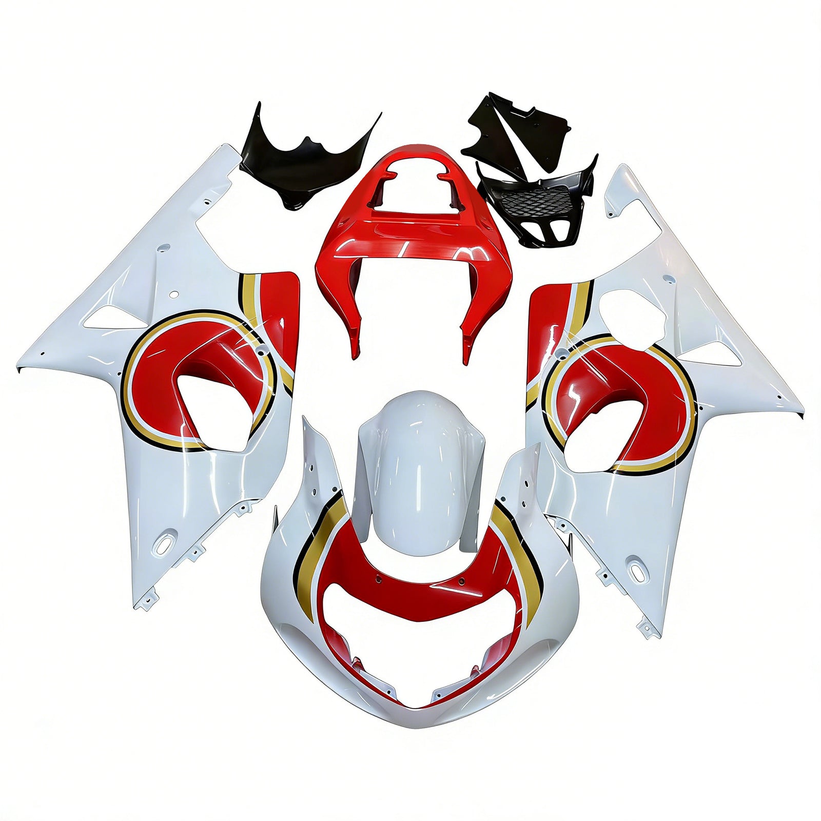 Amotopart 2000-2002 Suzuki GSXR1000 Fairing White&Red Kit