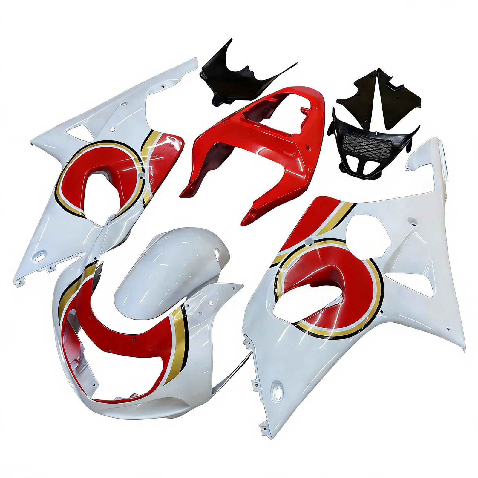Amotopart 2000-2002 Suzuki GSXR1000 Fairing White&Red Kit