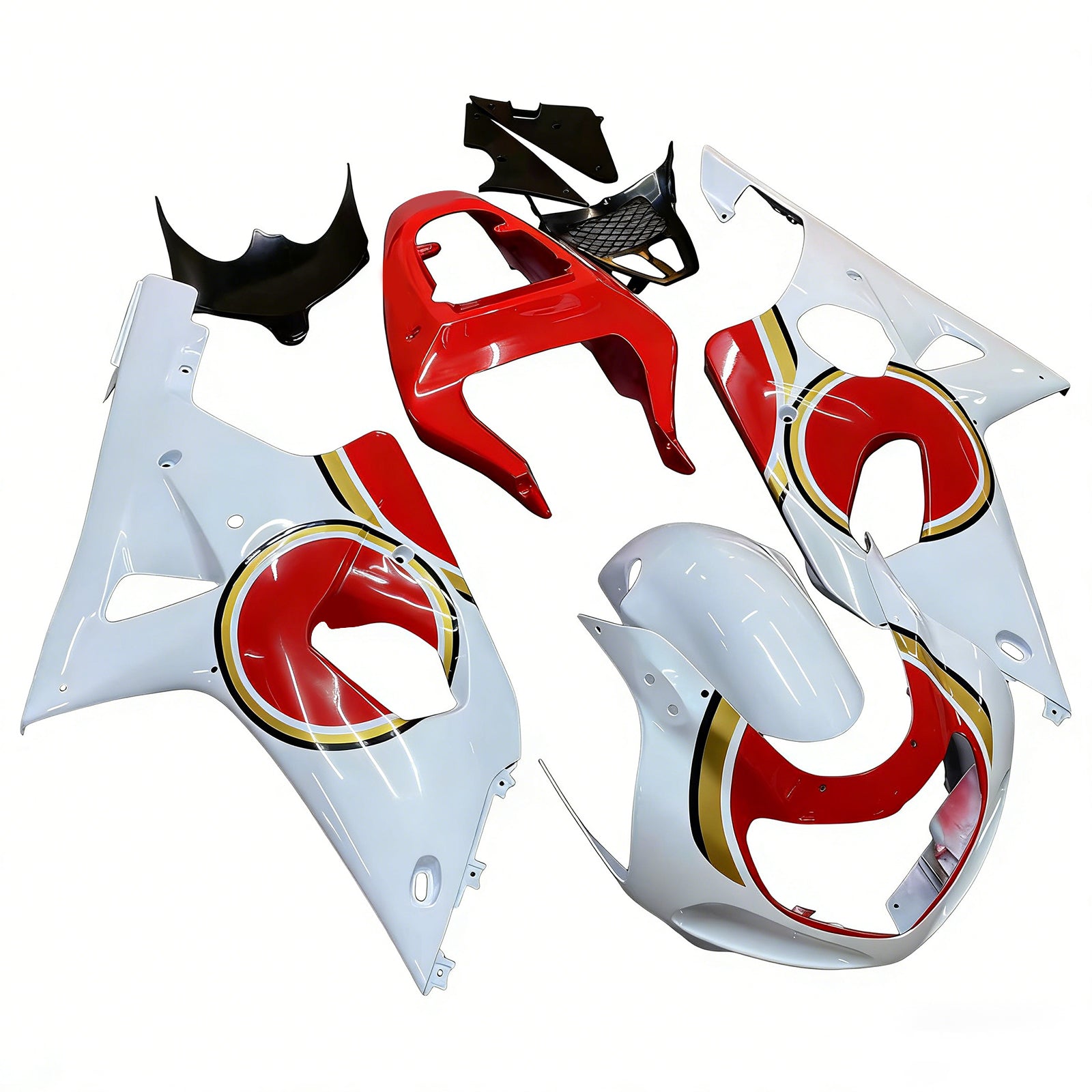 Amotopart 2000-2002 Suzuki GSXR1000 Fairing White&Red Kit