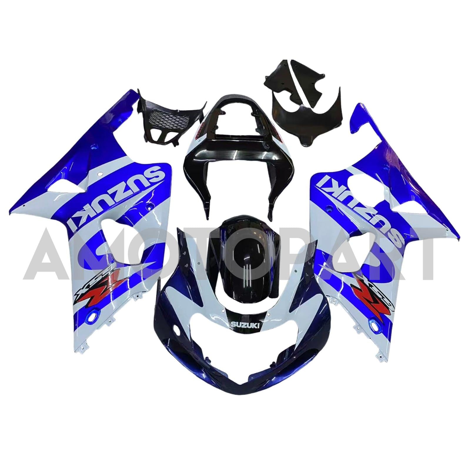 Amotopart 2000-2002 Suzuki GSXR1000 Verkleidung Blau&Weißes Style1-Set
