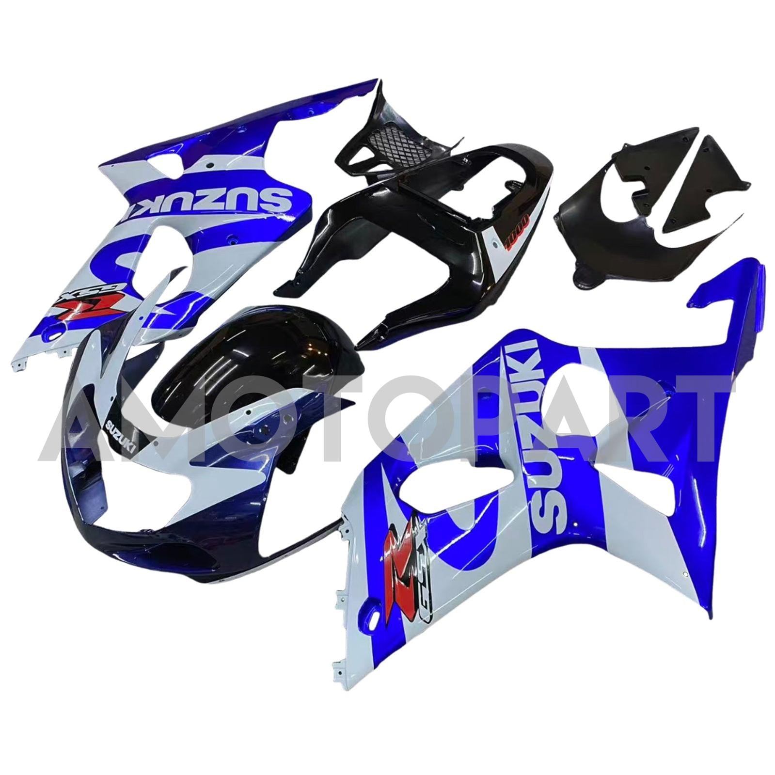 Amotopart 2000-2002 Suzuki GSXR1000 Verkleidung Blau&Weißes Style1-Set