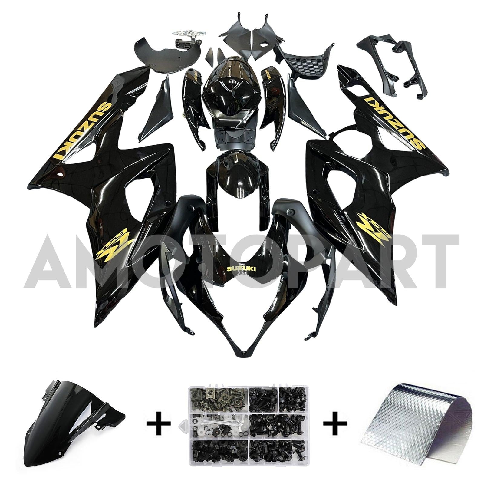 Amotopart 2005-2006 Suzuki GSXR1000 Fairing Black&Gold Kit