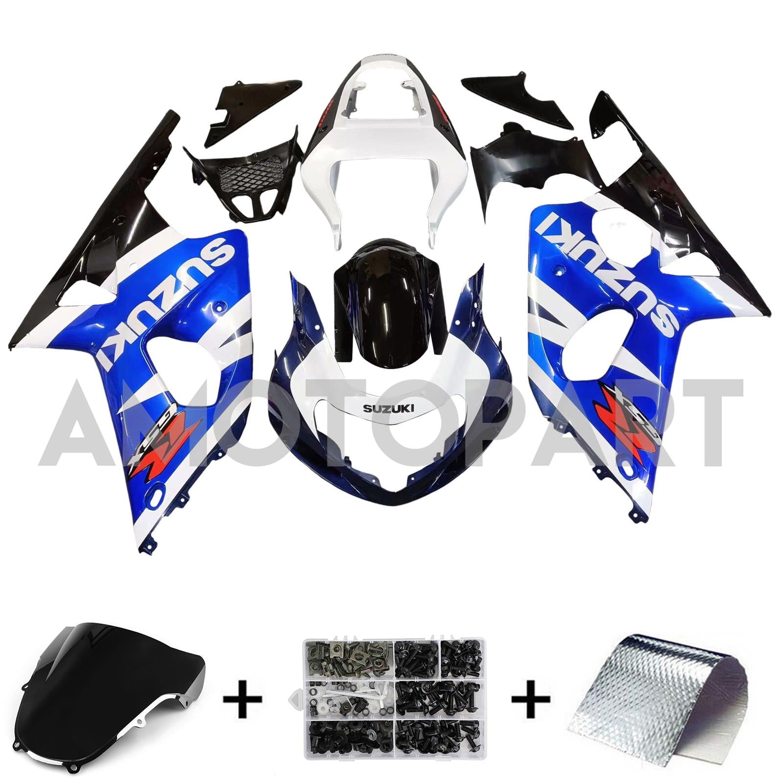 Amotopart 2000-2002 Suzuki GSXR1000 Fairing Blue Kit