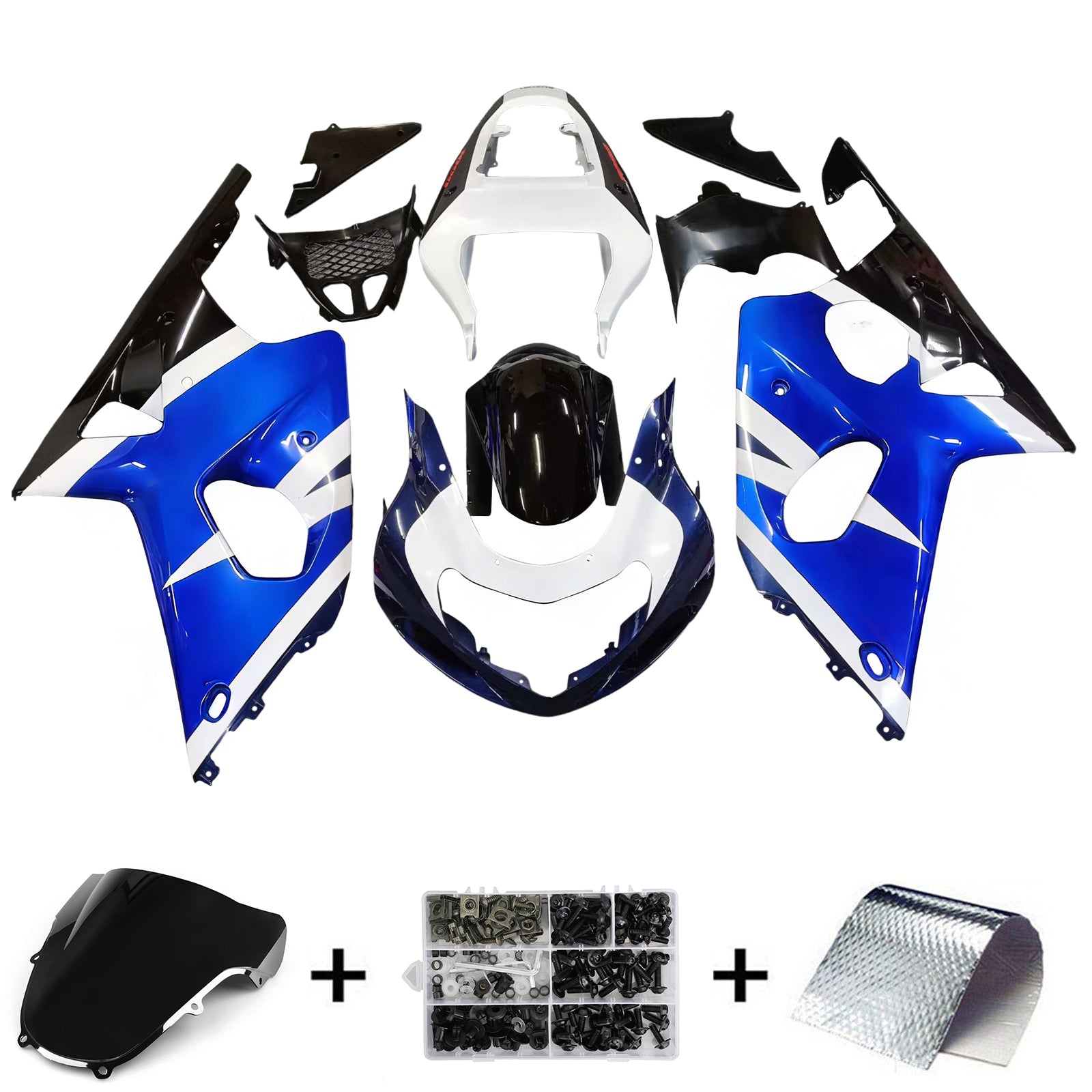Amotopart 2000-2002 Suzuki GSXR1000 Fairing Blue Kit