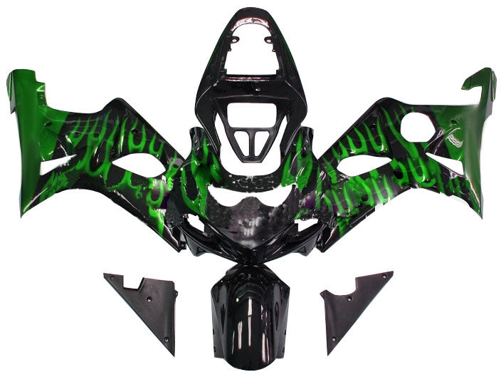 Amotopart kuip voor Suzuki GSXR1000 2000-2002, zwart&Ggroene vlammenset