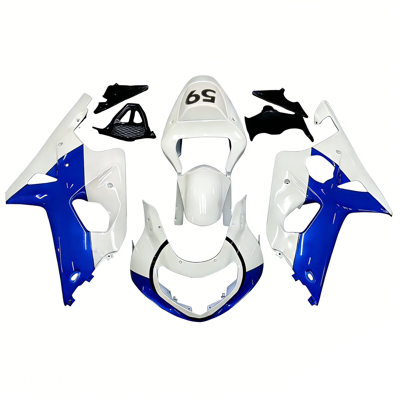 Amotopart 2000-2002 Suzuki GSXR1000 Fairing White&Blue Kit