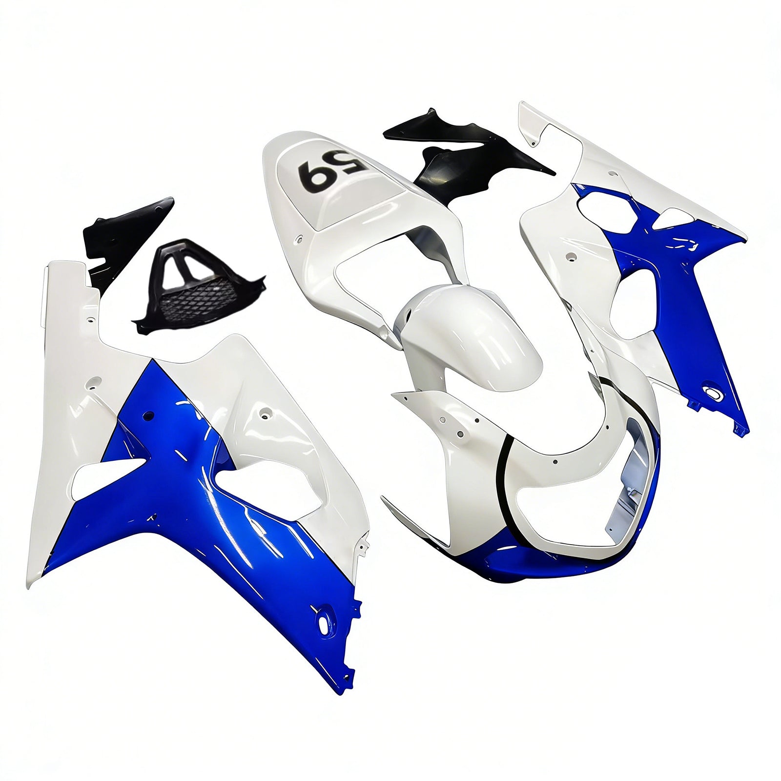 Amotopart 2000-2002 Suzuki GSXR1000 Fairing White&Blue Kit