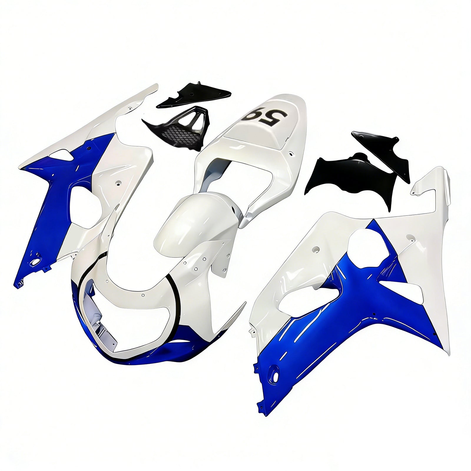Amotopart 2000-2002 Suzuki GSXR1000 Fairing White&Blue Kit