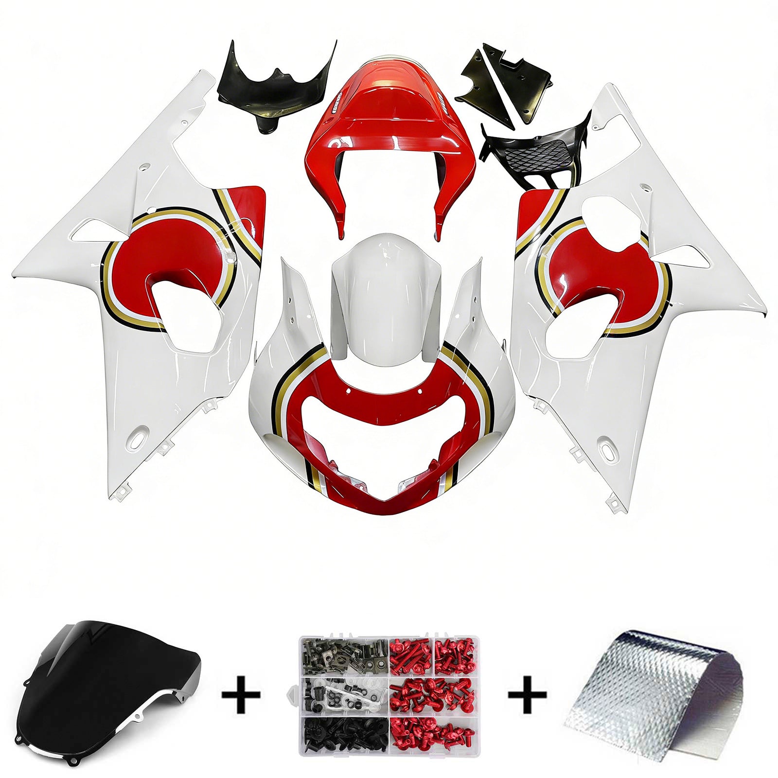 Kit carena Amotopart Suzuki 2000-2002 GSXR1000 rosso bianco