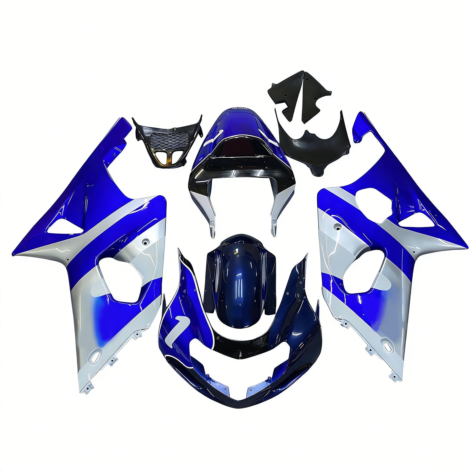 Amotopart Suzuki 2000-2002 GSXR1000 White Blue Fairing Kit