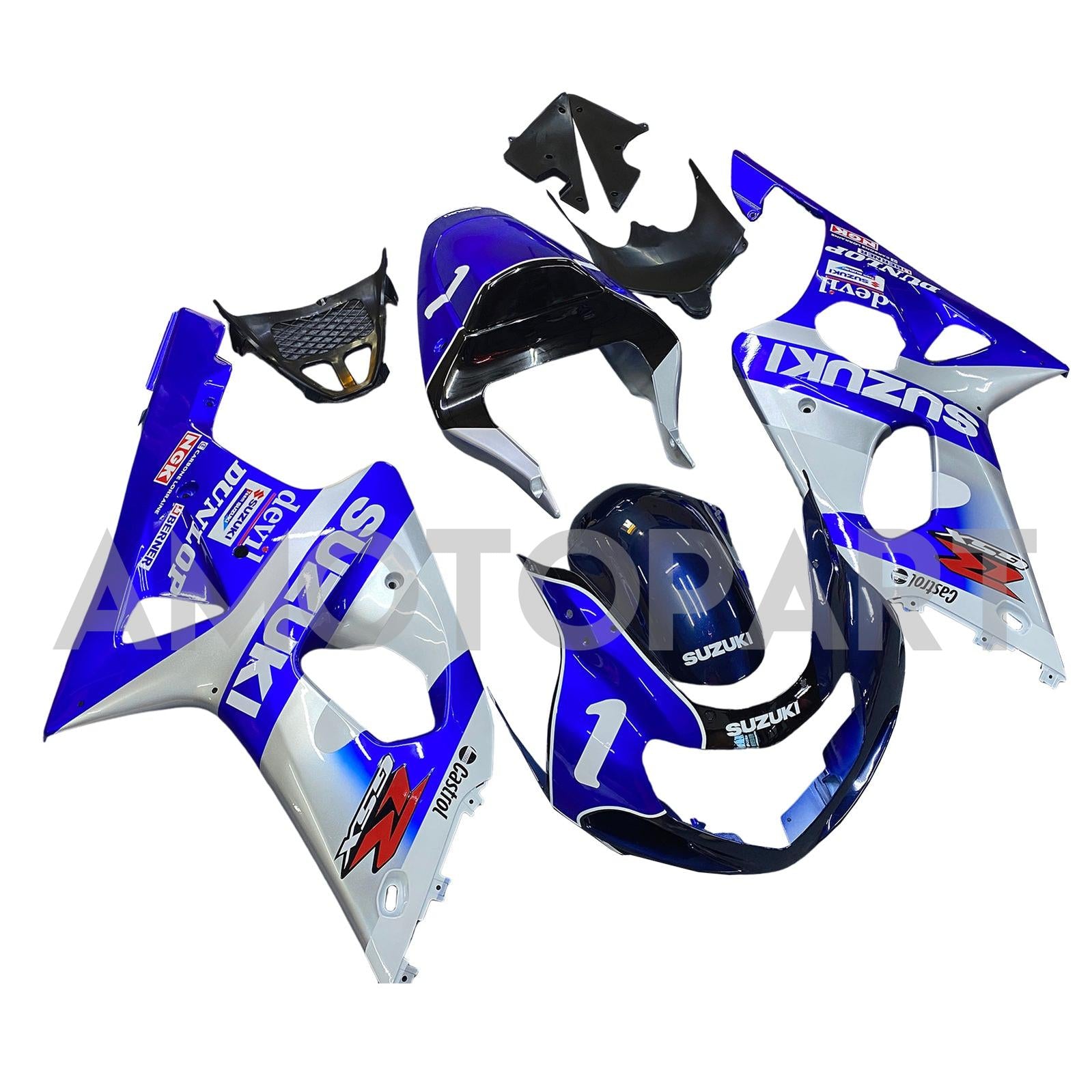Amotopart Suzuki 2000-2002 GSXR1000 White Blue Fairing Kit