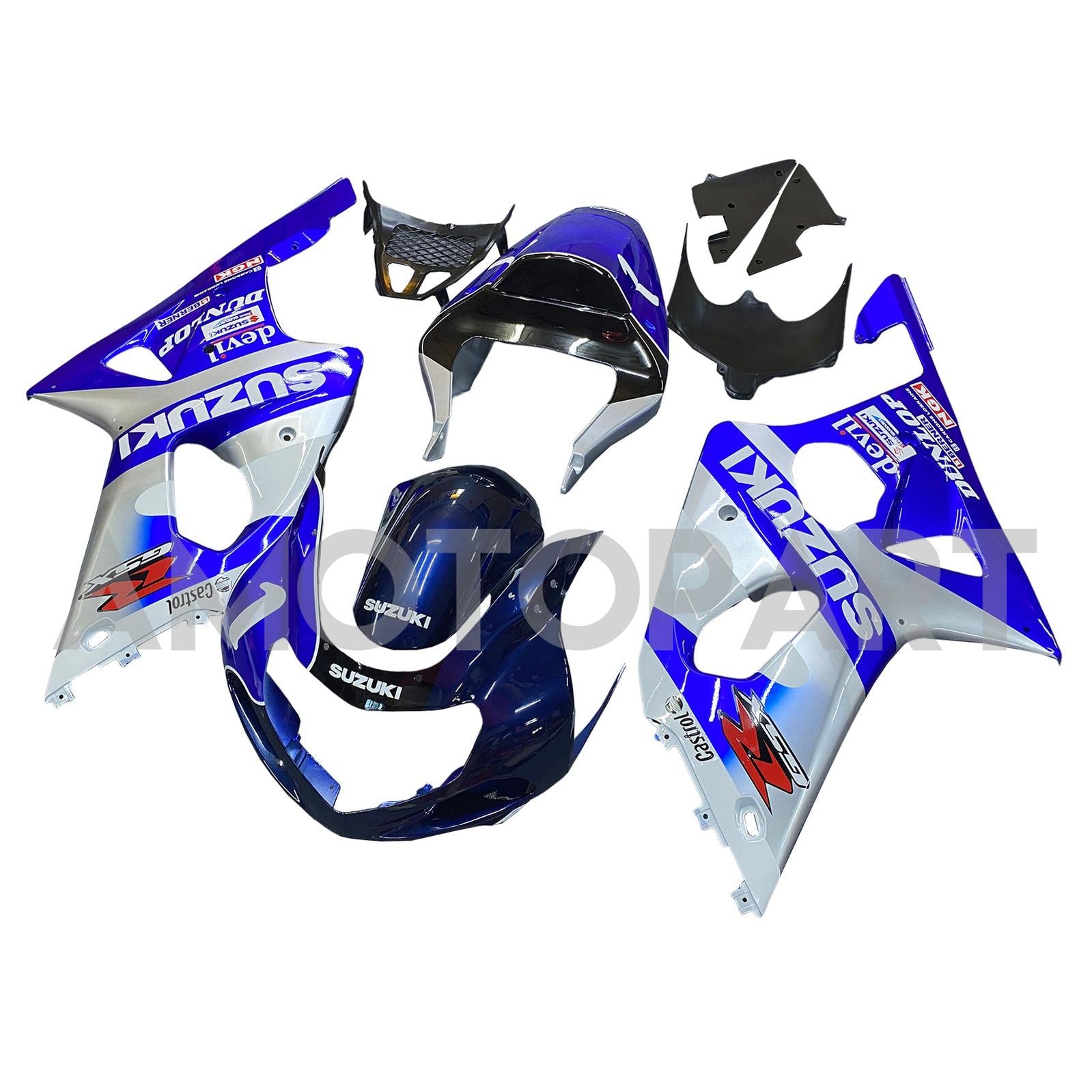 Amotopart Suzuki 2000-2002 GSXR1000 White Blue Fairing Kit