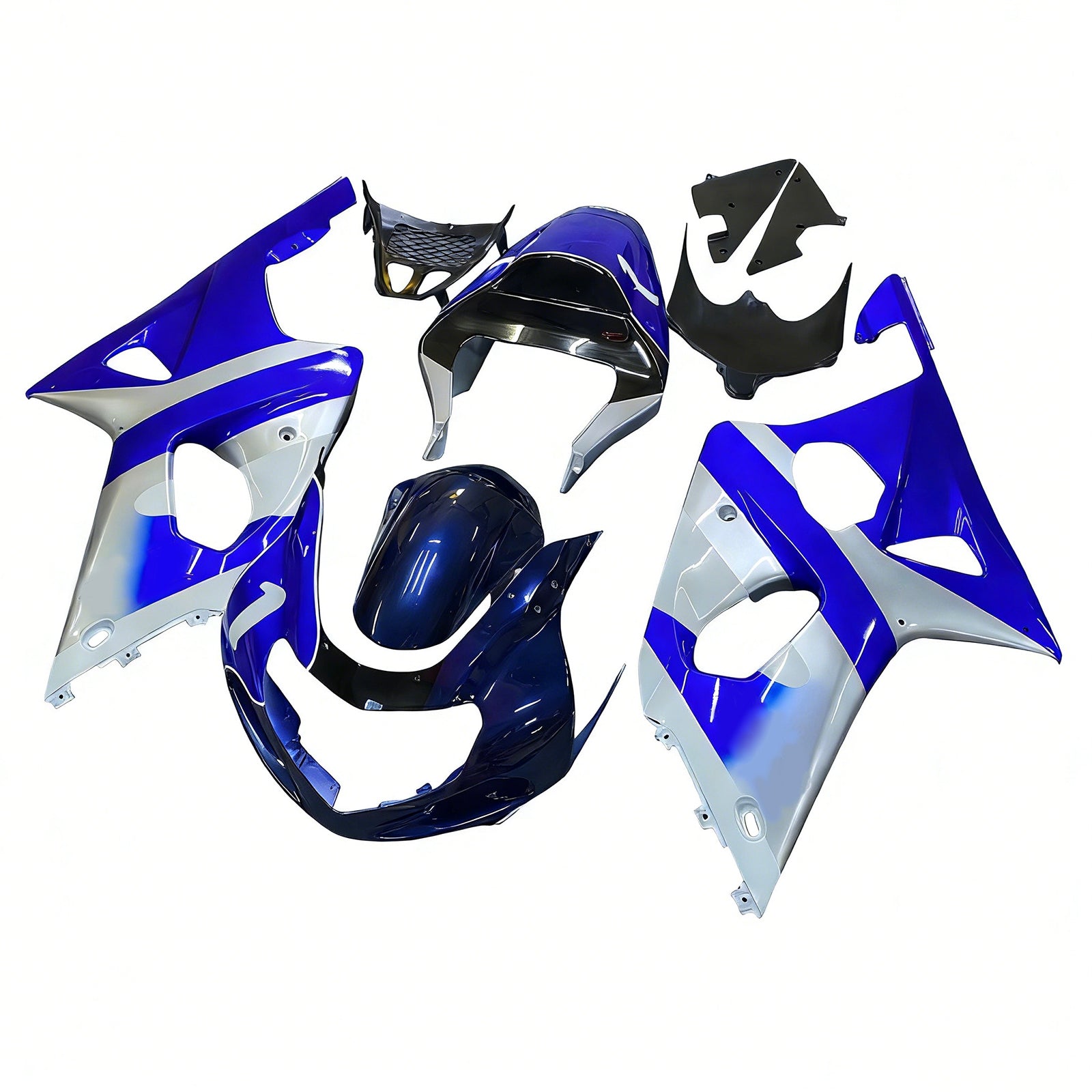 Amotopart Suzuki 2000-2002 GSXR1000 White Blue Fairing Kit