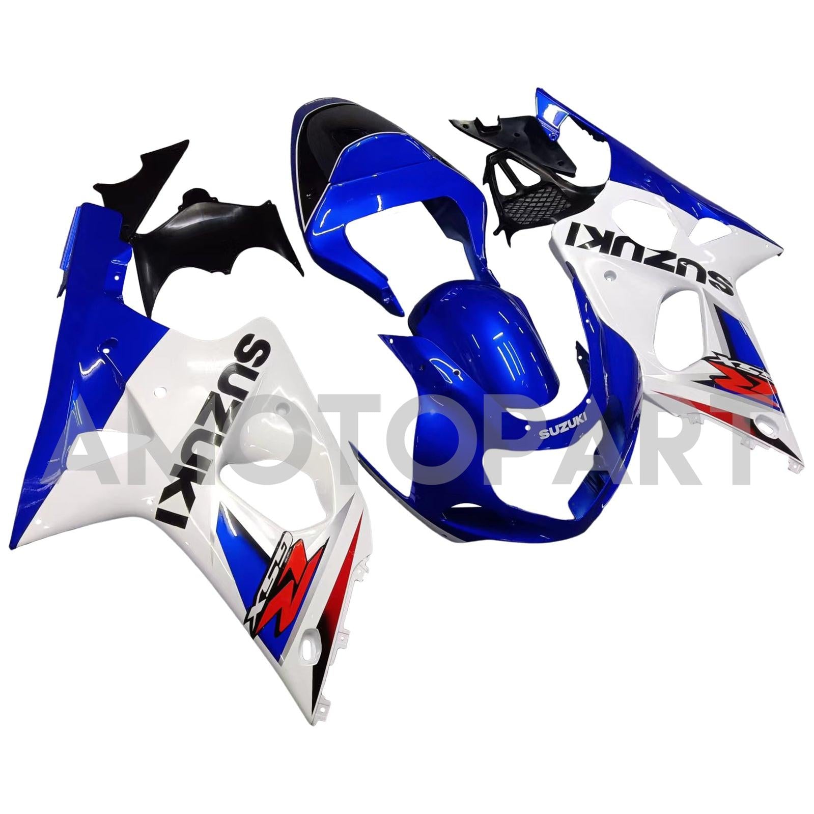 Amotopart Suzuki 2000-2002 GSXR1000 Blue with White Fairing Kit