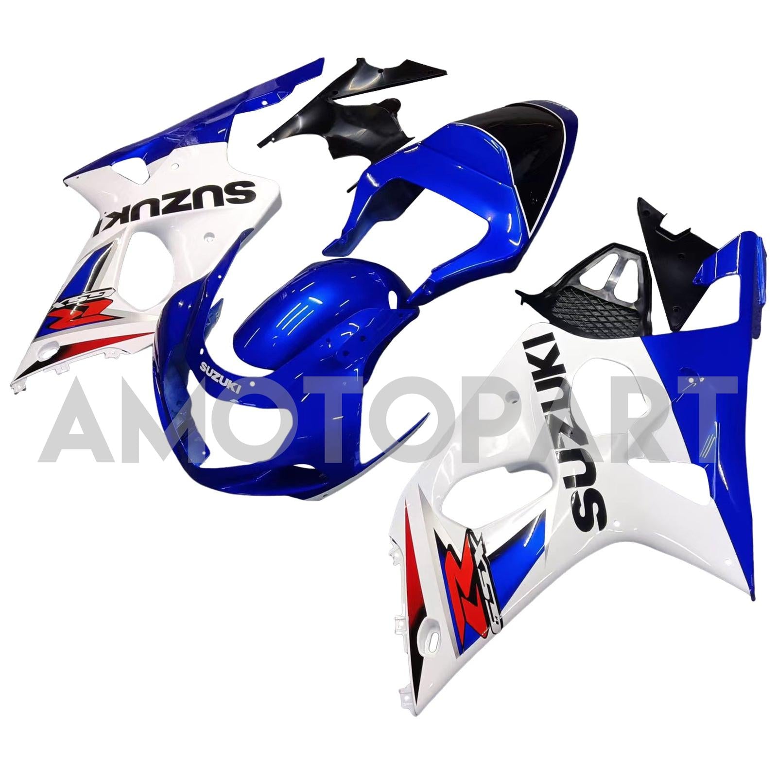 Amotopart Suzuki 2000-2002 GSXR1000 Blue with White Fairing Kit