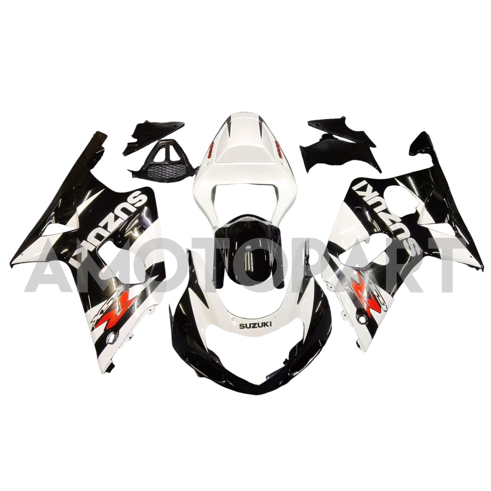 Amotopart Suzuki 2000-2002 GSXR1000 White Black Fairing Kit