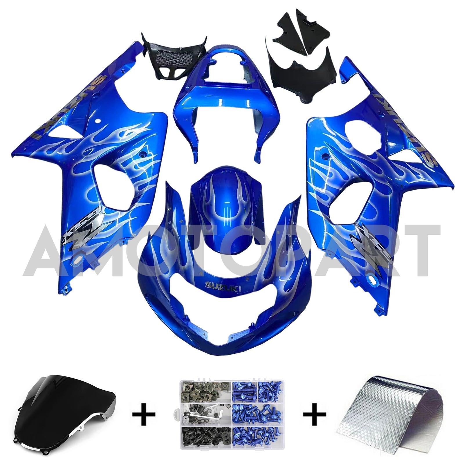 Amotopart 2000-2002 K1 K2 GSXR1000 Suzuki Blue&White Flame Fairing Kit