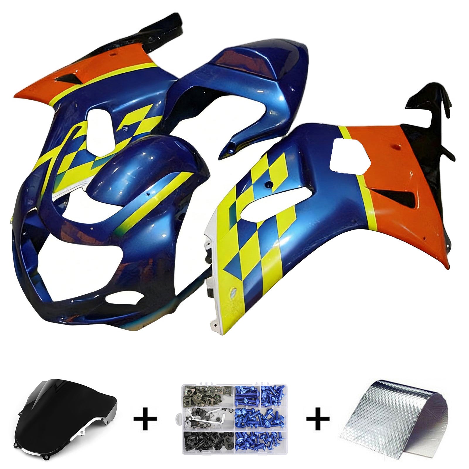 Amotopart 2000-2002 K1 K2 GSXR1000 Suzuki Blue & Yellow Access Style1 Fairing Zestaw