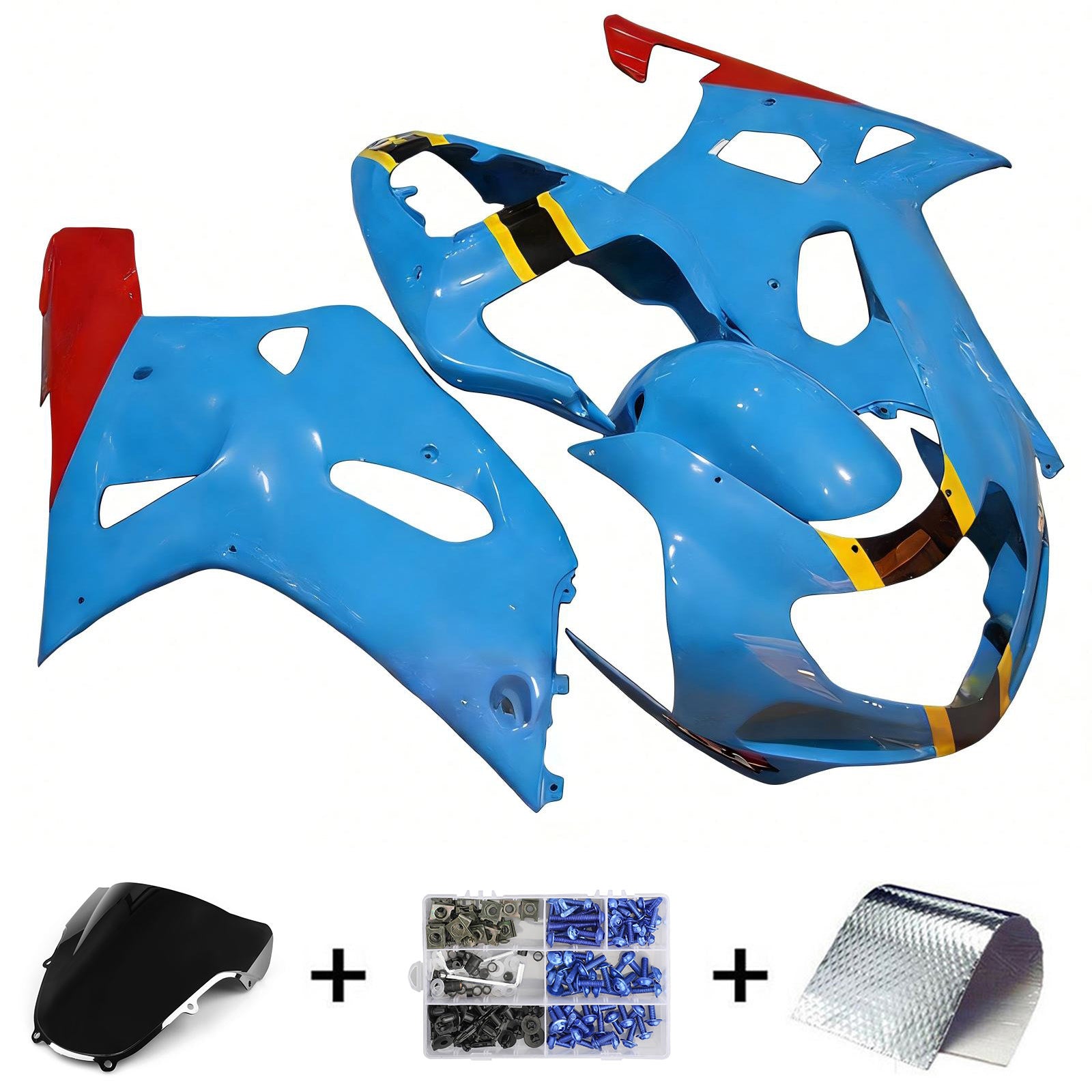 Amotopart 2000-2002 K1 K2 GSXR1000 Suzuki Blue&Yellow Style4 Fairing Kit