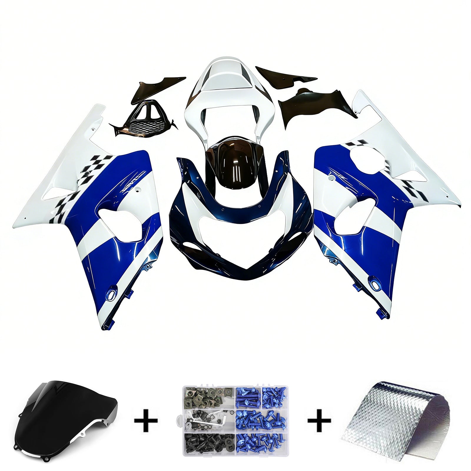 Amotopart 2000-2002 K1 K2 GSXR1000 Suzuki Blue&White Style2 Kit carenatura