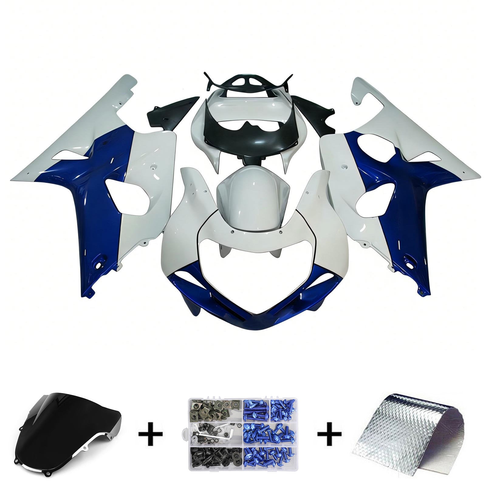 Amotopart 2000-2002 K1 K2 GSXR1000 Suzuki Kit de carenado azul y blanco