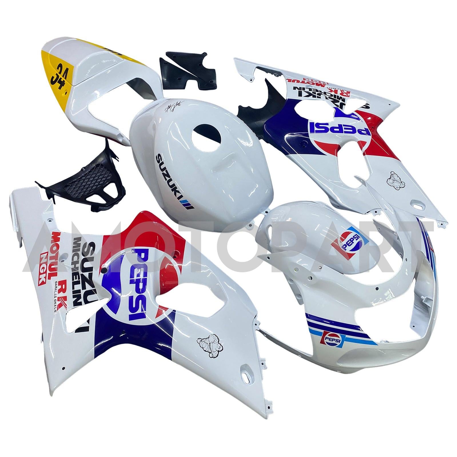 Amotopart 2000-2002 K1 K2 GSXR1000 Suzuki Bleu&Kit de carénage rouge