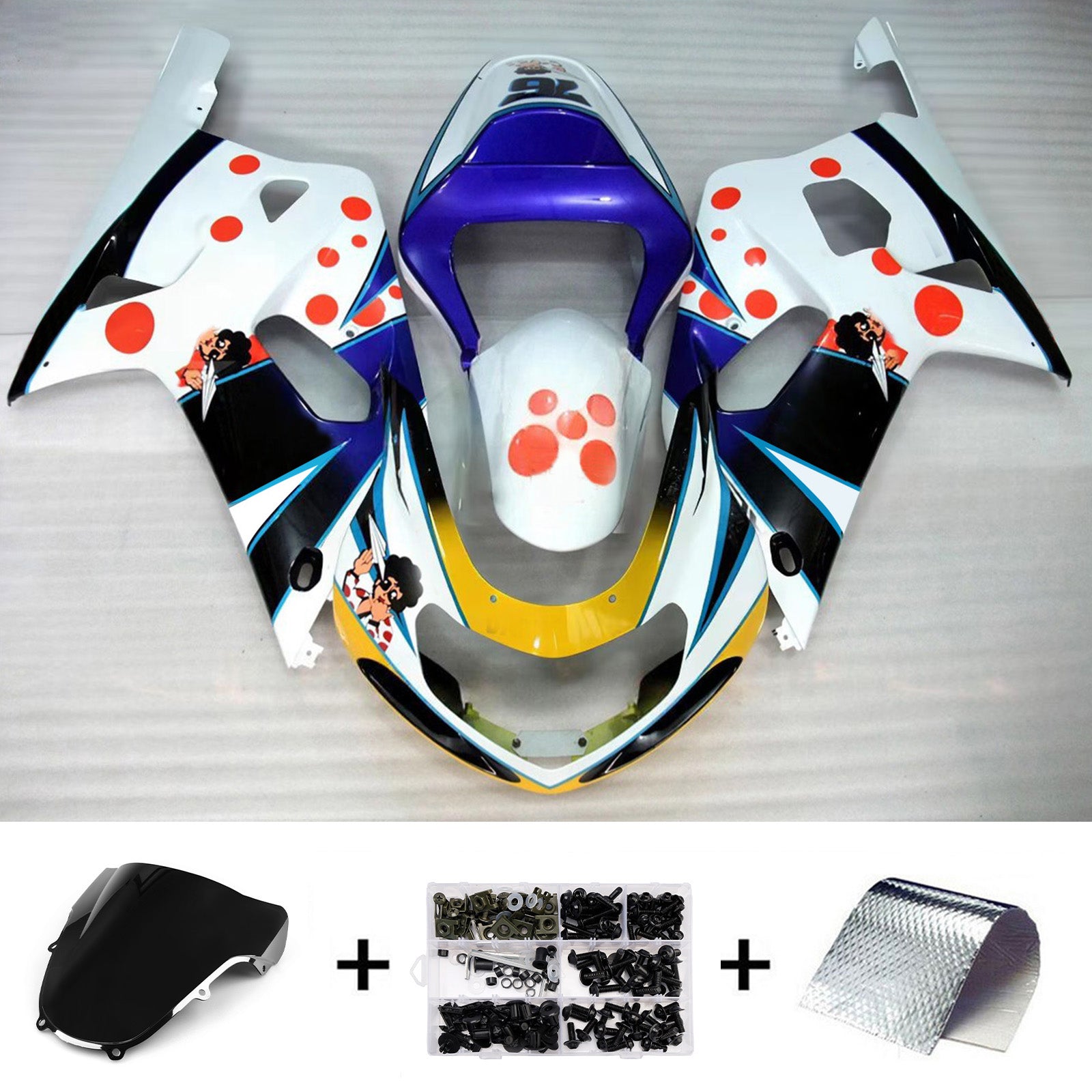 Amotopart 2000-2002 Suzuki GSXR1000 Blue Black White Red Fairing Kit