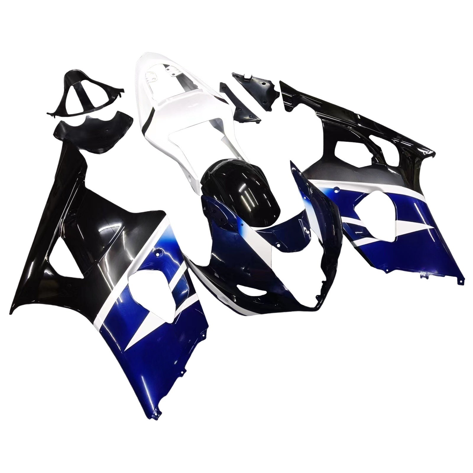 Amotopart 2003-2004 Suzuki GSXR1000 Fairing Multi Blue&White Kit
