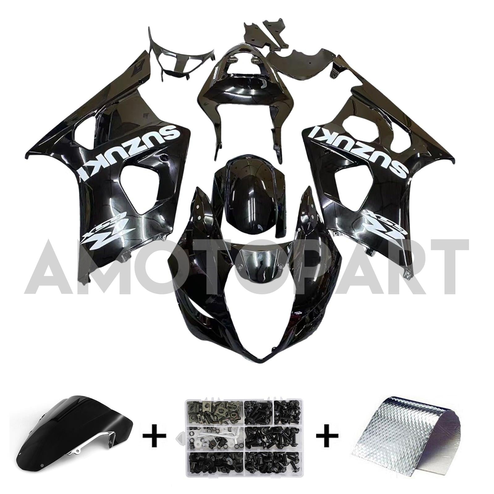 Amotopart 2003-2004 Suzuki GSXR1000 Fairing Matt Blcak Kit