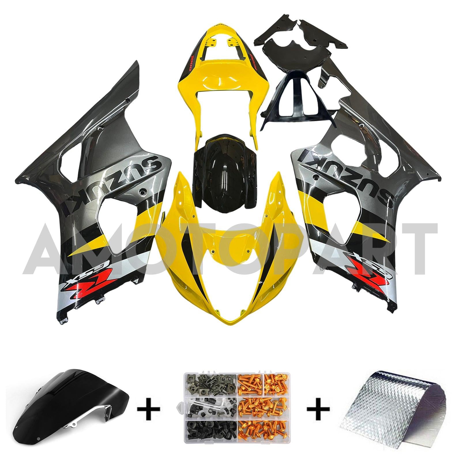 Amotopart 2003-2004 Suzuki GSXR1000 Fairing Yellow&Black Kit