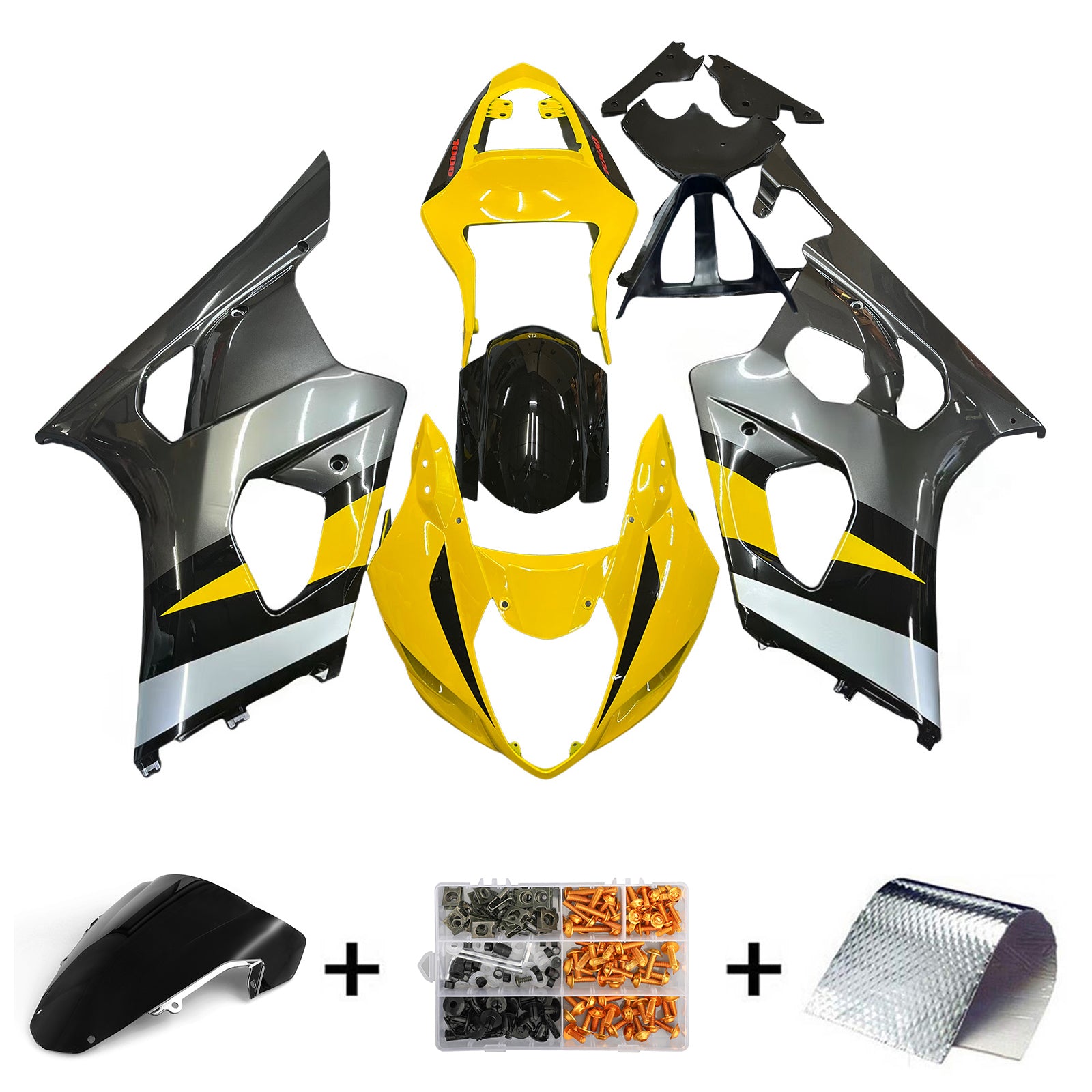 Amotopart 2003-2004 Suzuki GSXR1000 Fairing Yellow&Black Kit