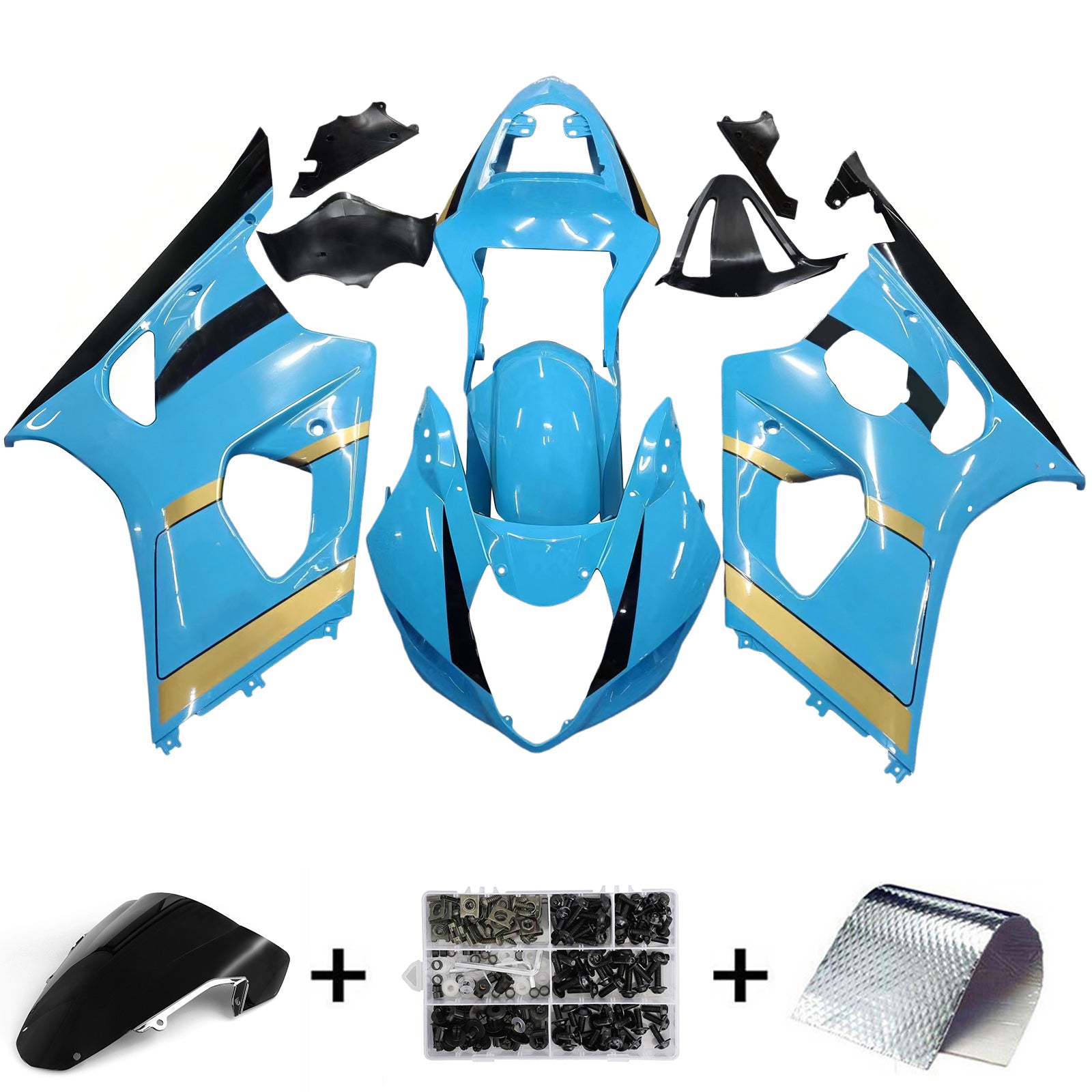 Amotopart 2003-2004 Suzuki GSXR1000 Golden Blue Fairing Kit