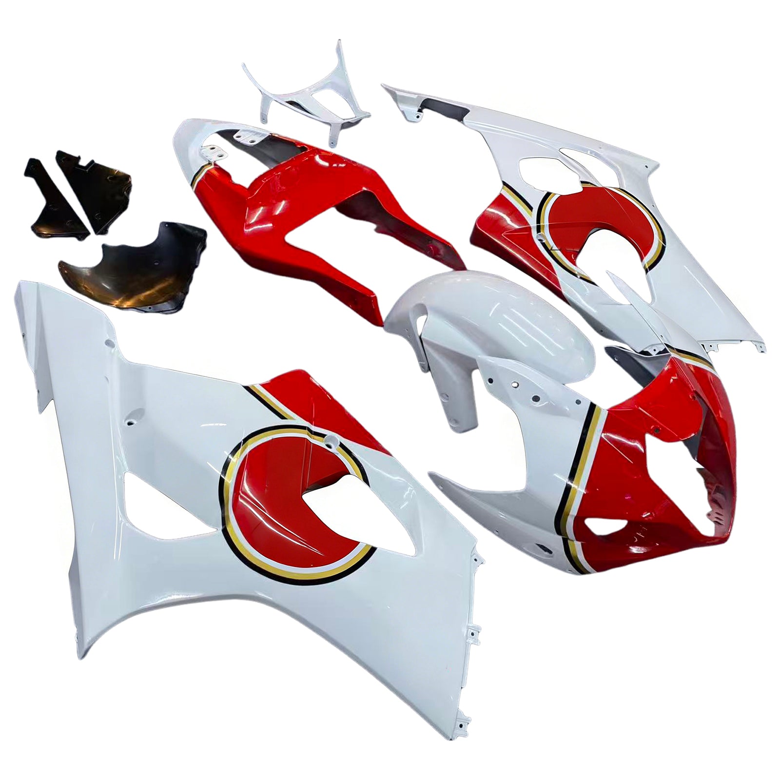 Amotopart 2003-2004 Suzuki GSXR1000 Fairing White & Red Multi Kit
