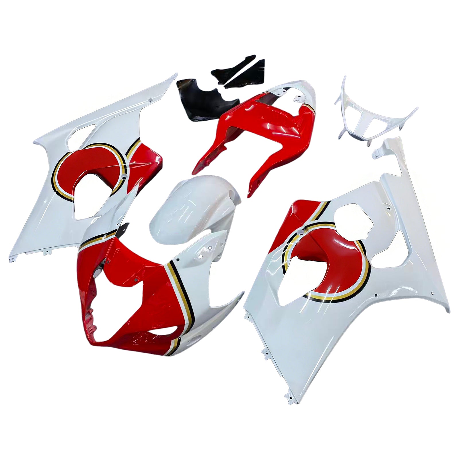 Amotopart 2003-2004 Suzuki GSXR1000 Fairing White & Red Multi Kit