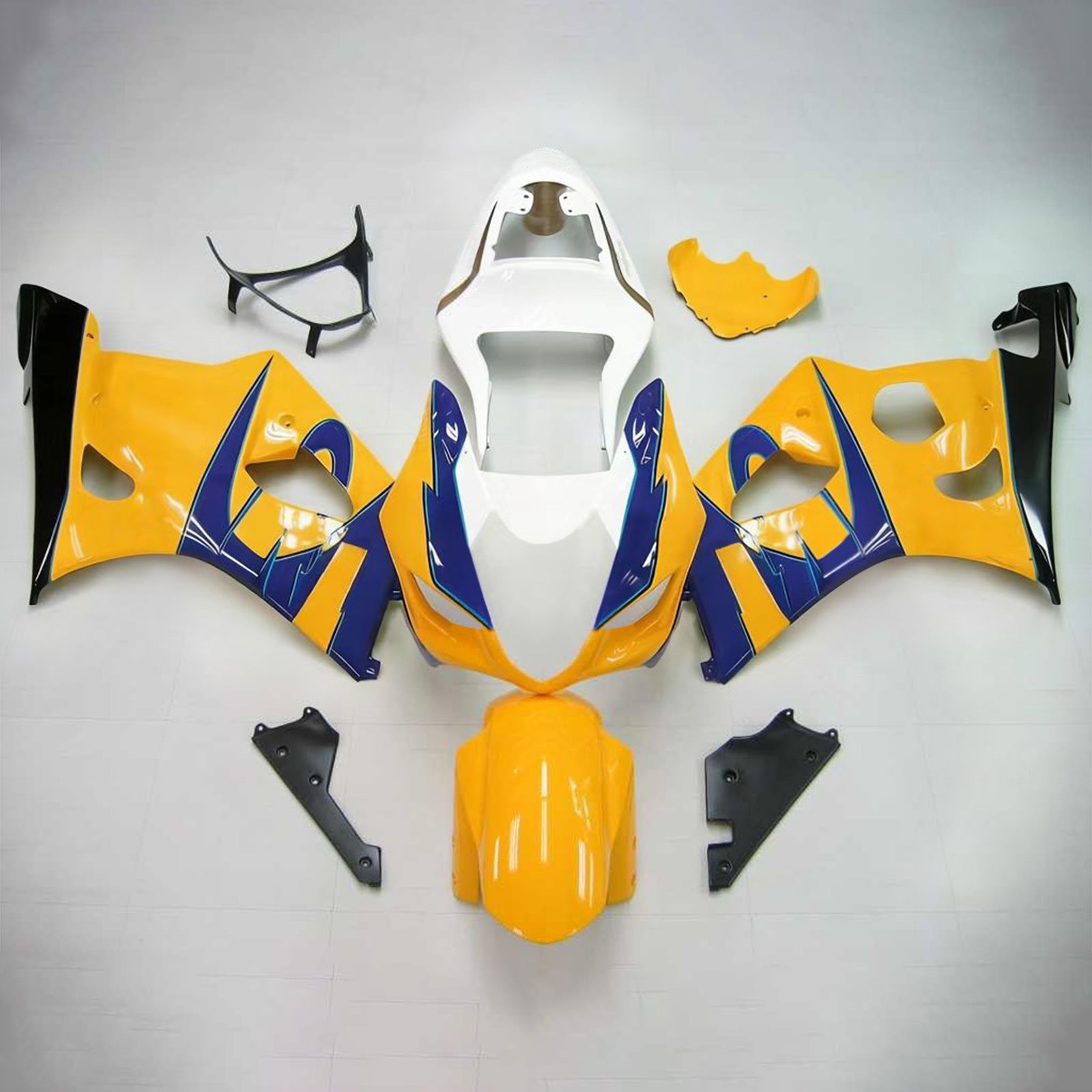 Kit de carenagem Amotopart Suzuki 2003-2004 GSXR1000 amarelo branco
