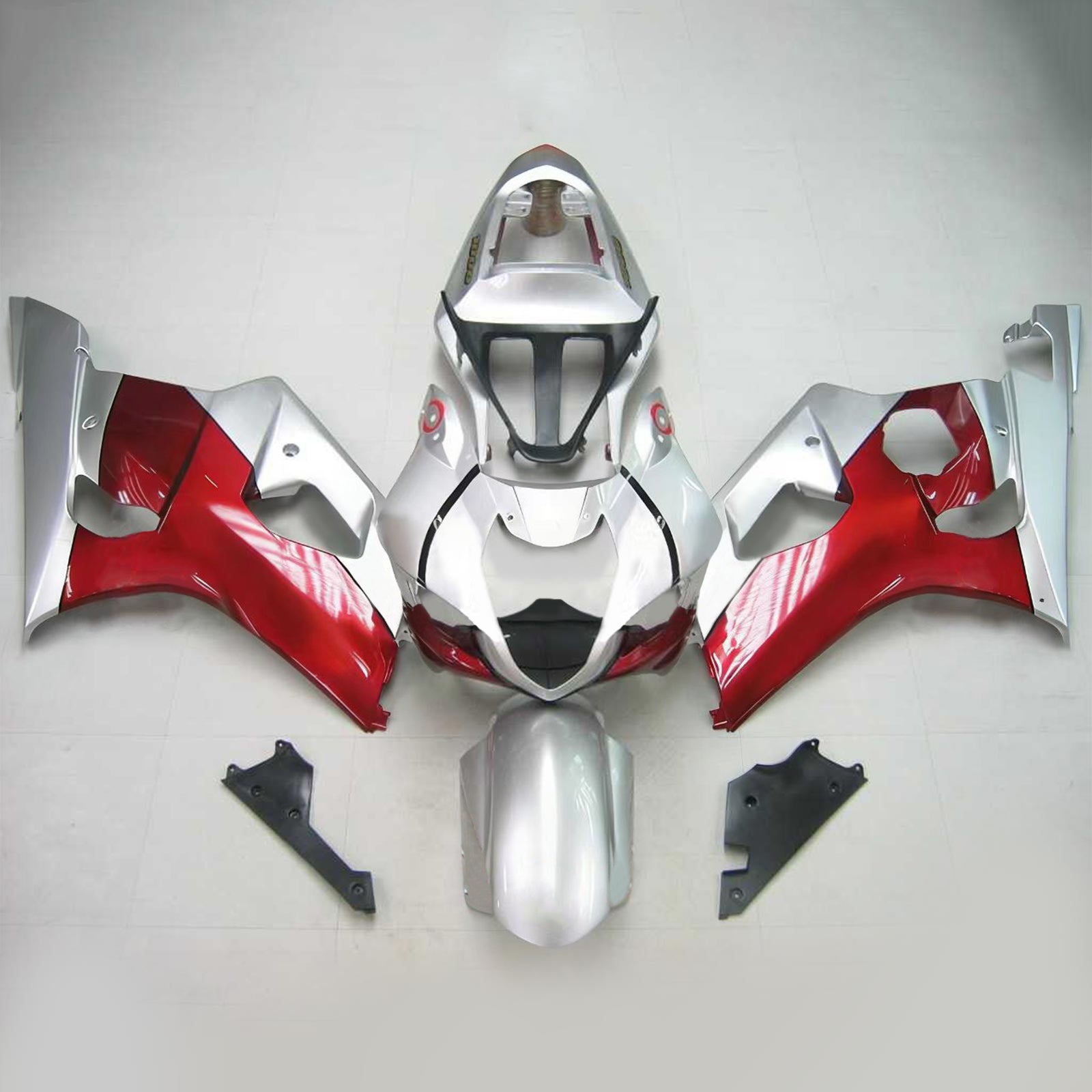 Amotopart Suzuki 2003-2004 GSXR1000 Vermelho com Kit de Carenagem Sliver