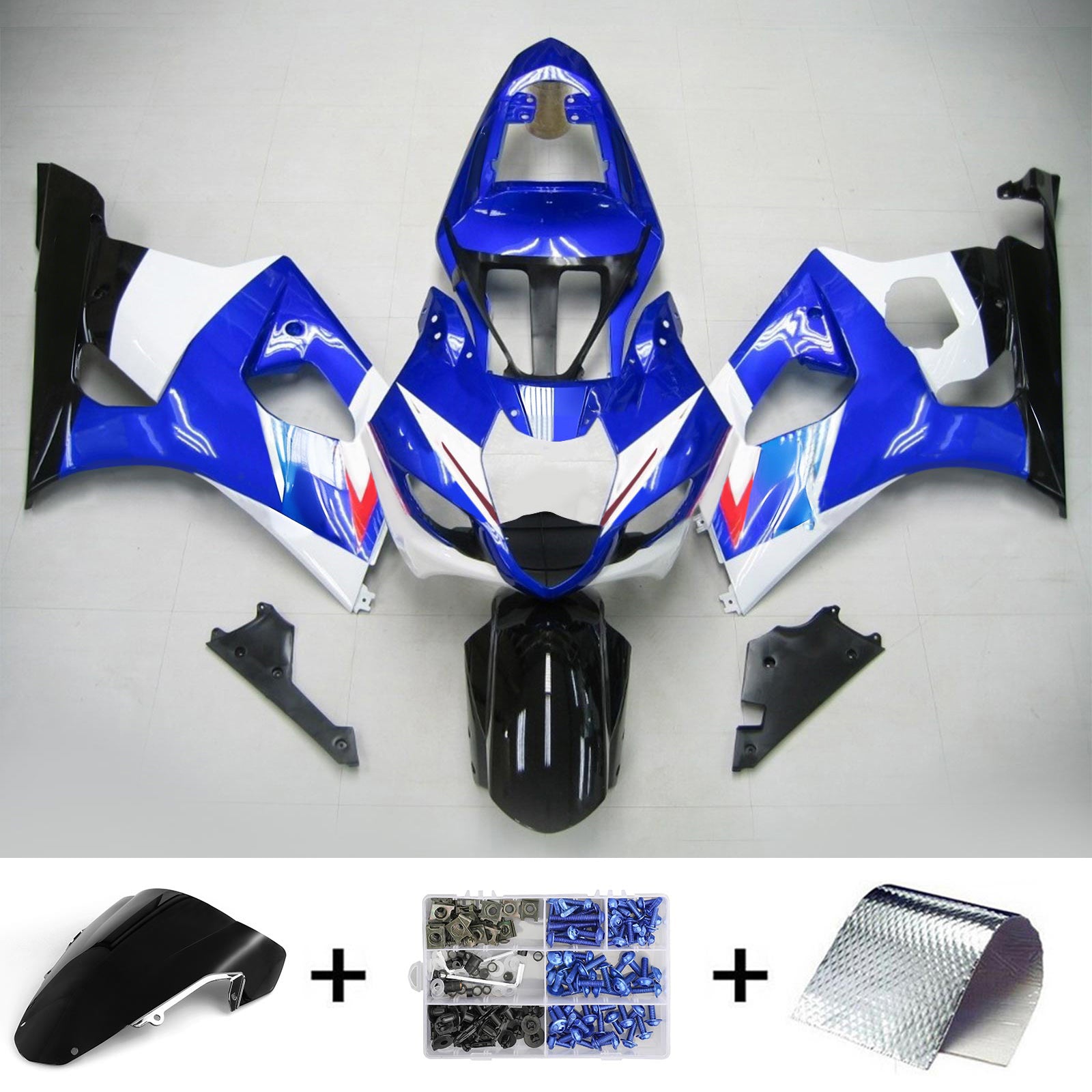 Amotopart Suzuki 2003-2004 GSXR1000 Black Blue Fairing Kit