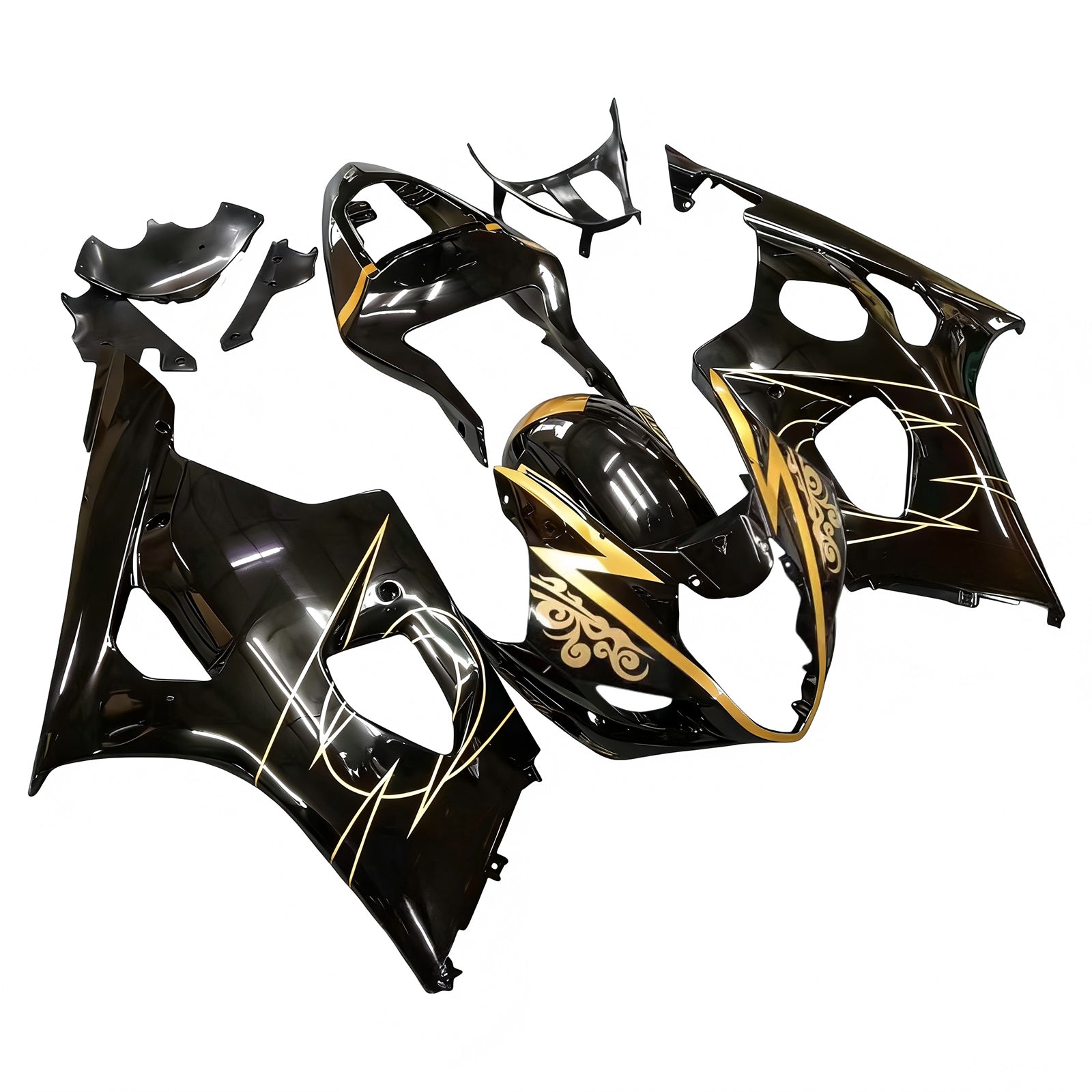 Amotopart Suzuki 2003-2004 Kit de carénage en or noir GSXR1000