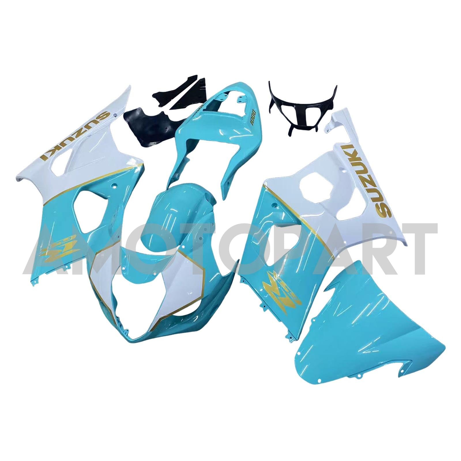 Amotopart Suzuki 2003-2004 GSXR1000 Blue with White Fairing Kit