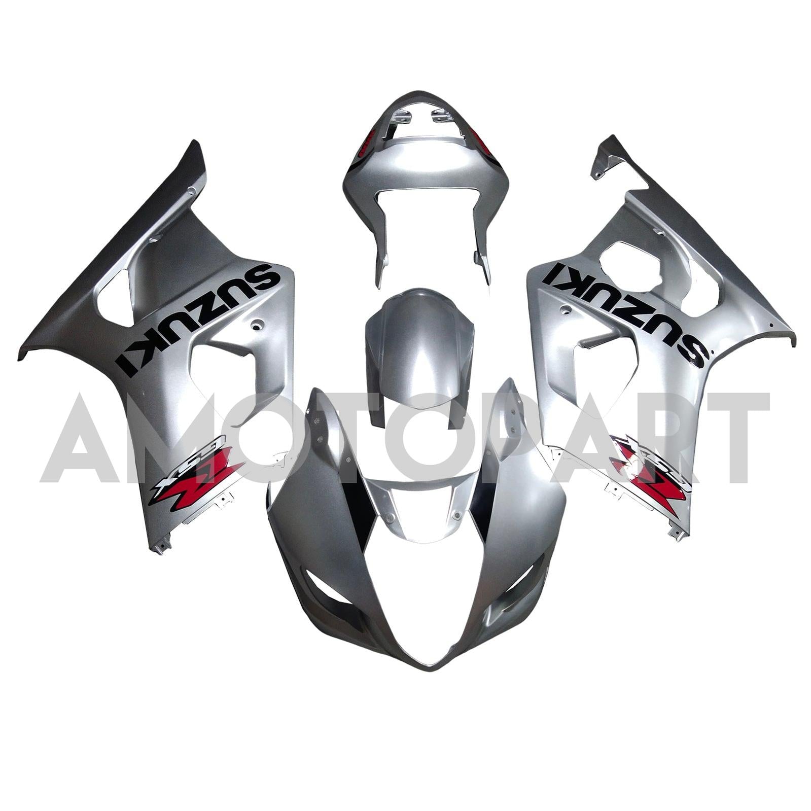 Amotopart 2003-2004 K3 Suzuki GSXR1000 Silver/Grey Fairing Kit