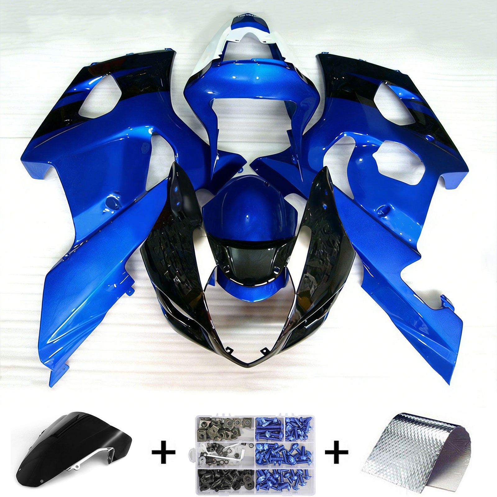 Amotopart 2003-2004 K3 Suzuki GSXR1000 Blue & Black Fairing Kit