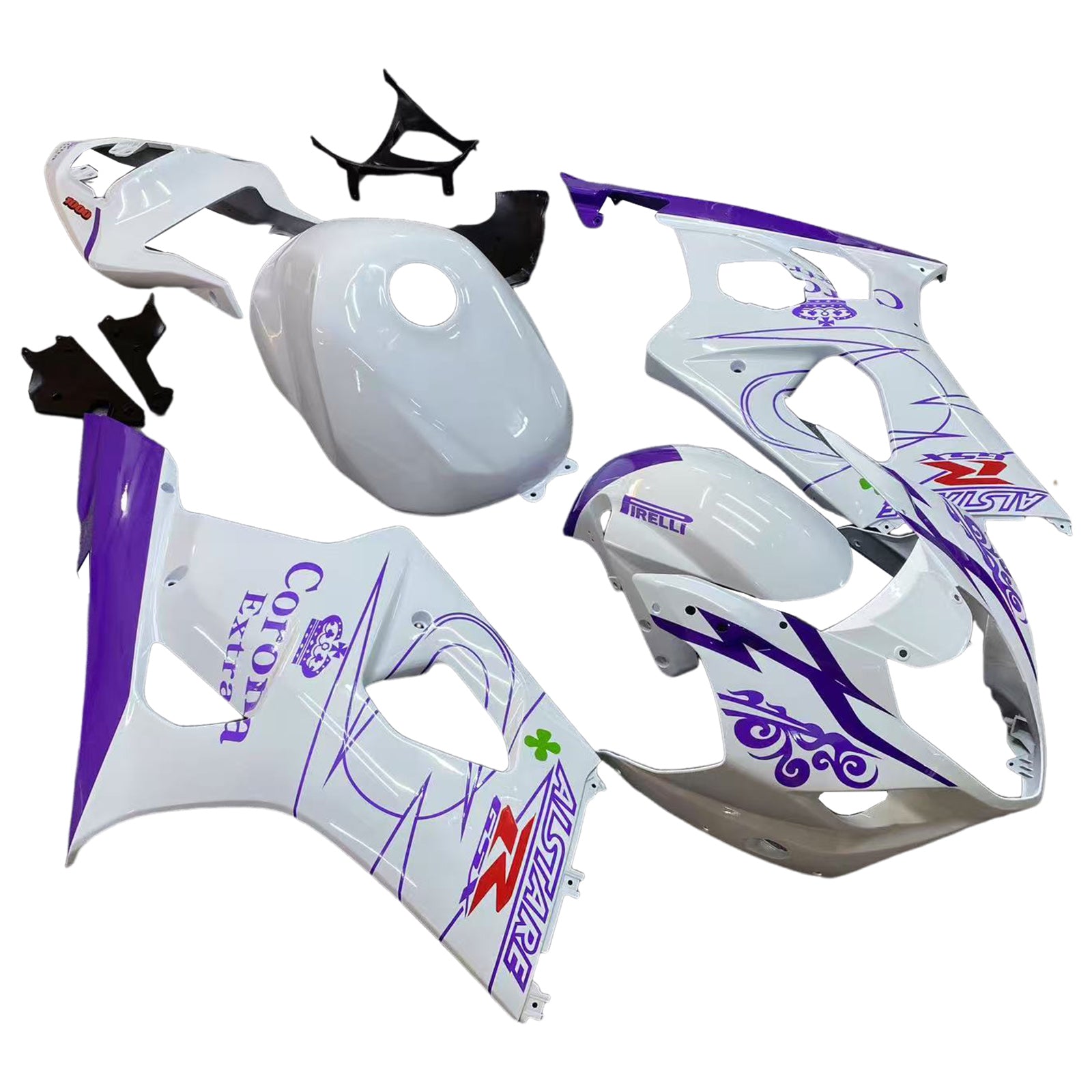 Amotopart 2003-2004 K3 Suzuki GSXR1000 White&Purple Fairing Kit