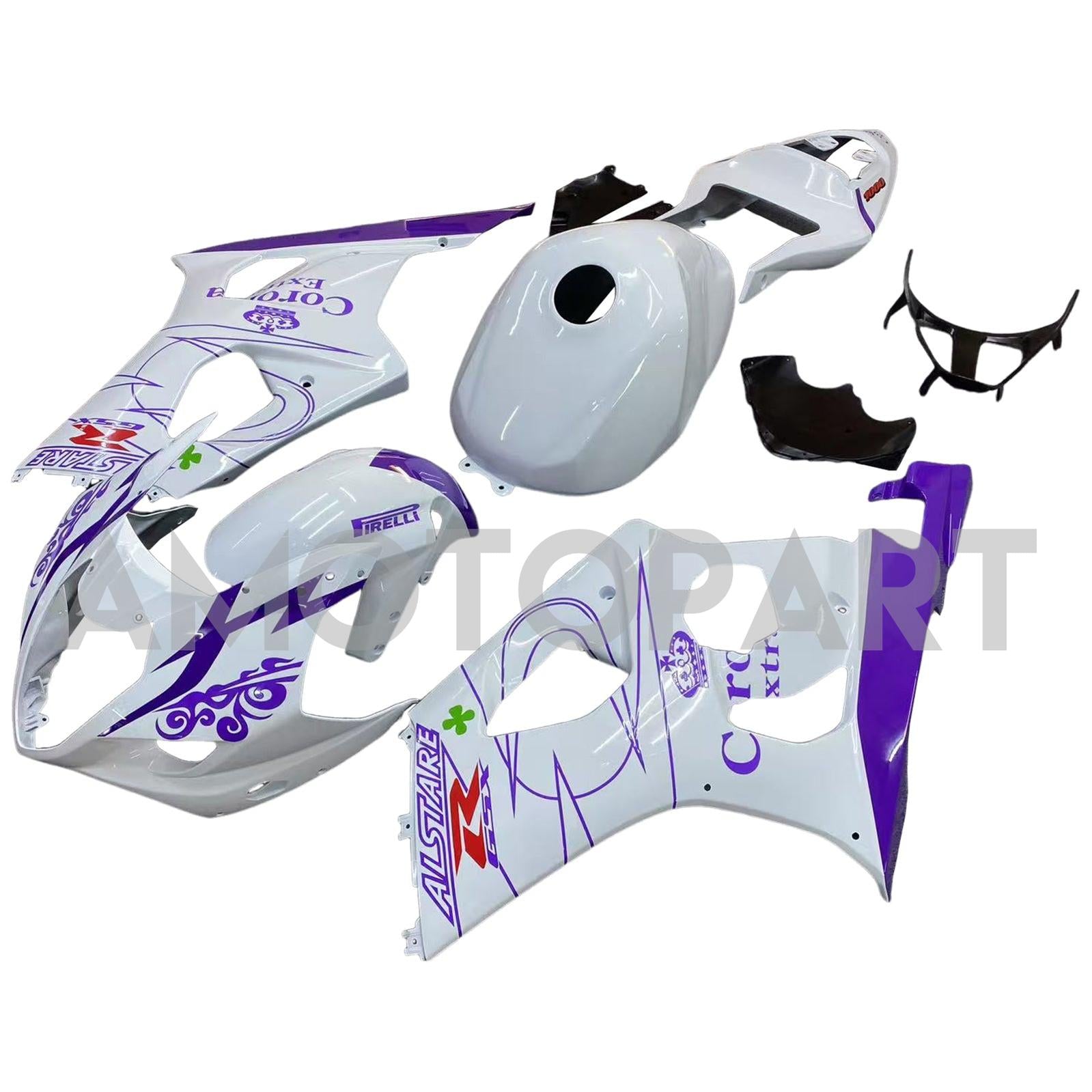 Amotopart 2003-2004 K3 Suzuki GSXR1000 White&Purple Fairing Kit