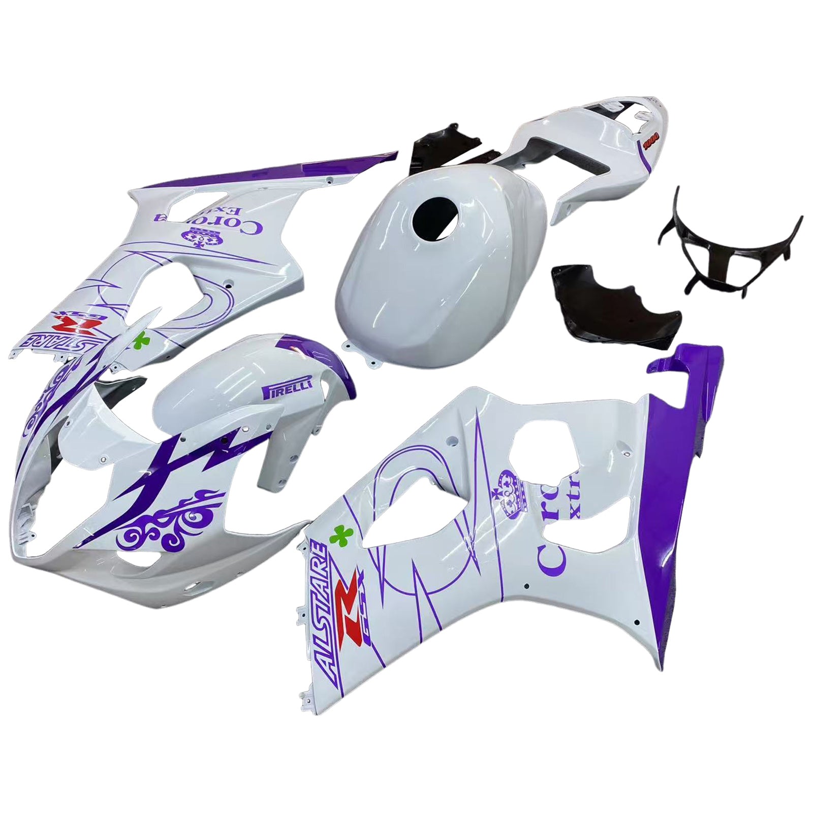 Amotopart 2003-2004 K3 Suzuki GSXR1000 White&Purple Fairing Kit
