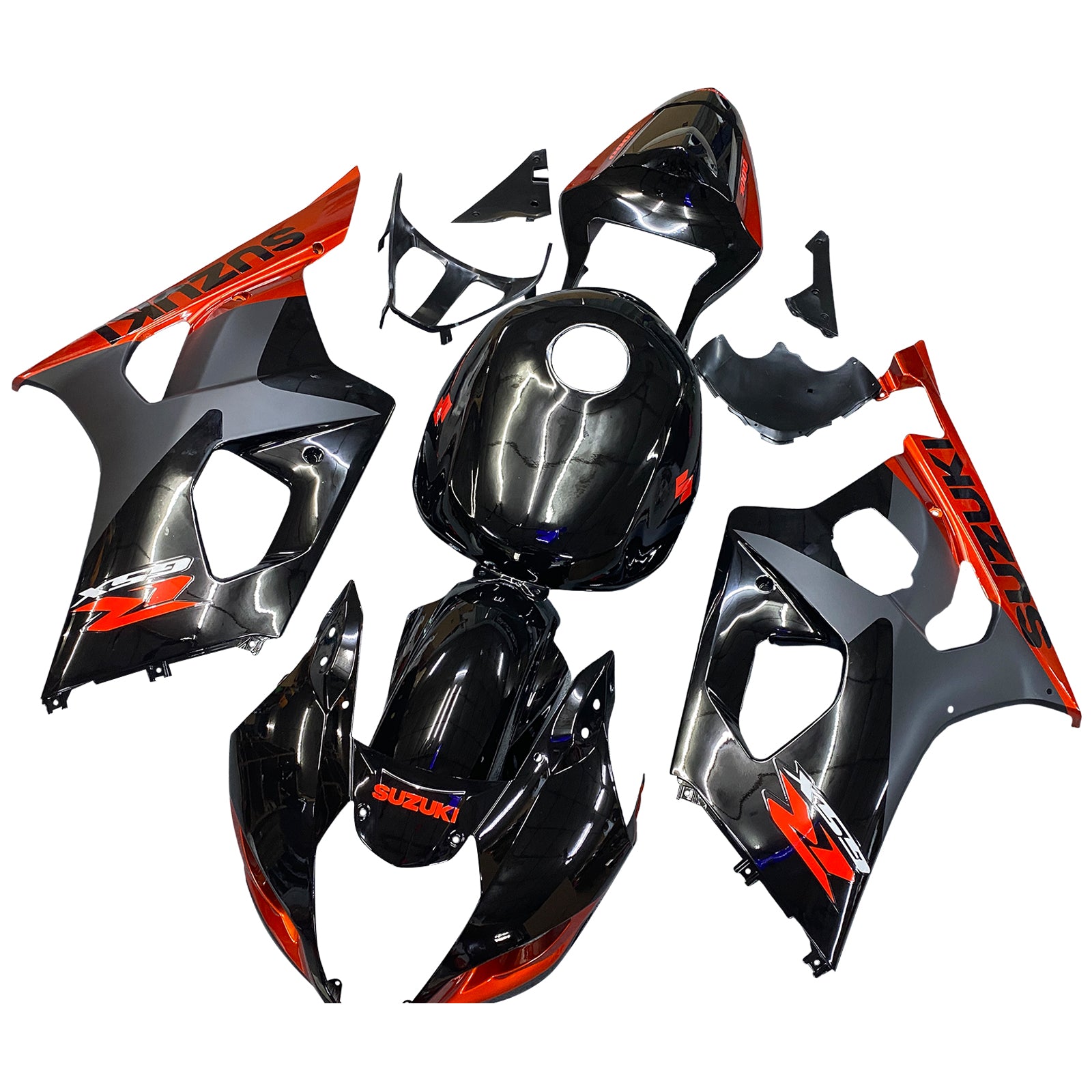 Amotopart 2003-2004 K3 Suzuki GSXR1000 Glanzschwarz & Rotes Verkleidungsset