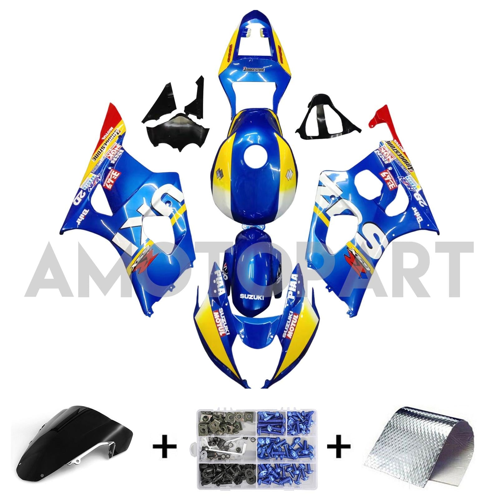 Amotopart 2003-2004 K3 Suzuki GSXR1000 Blue&Yellow Fairing Kit