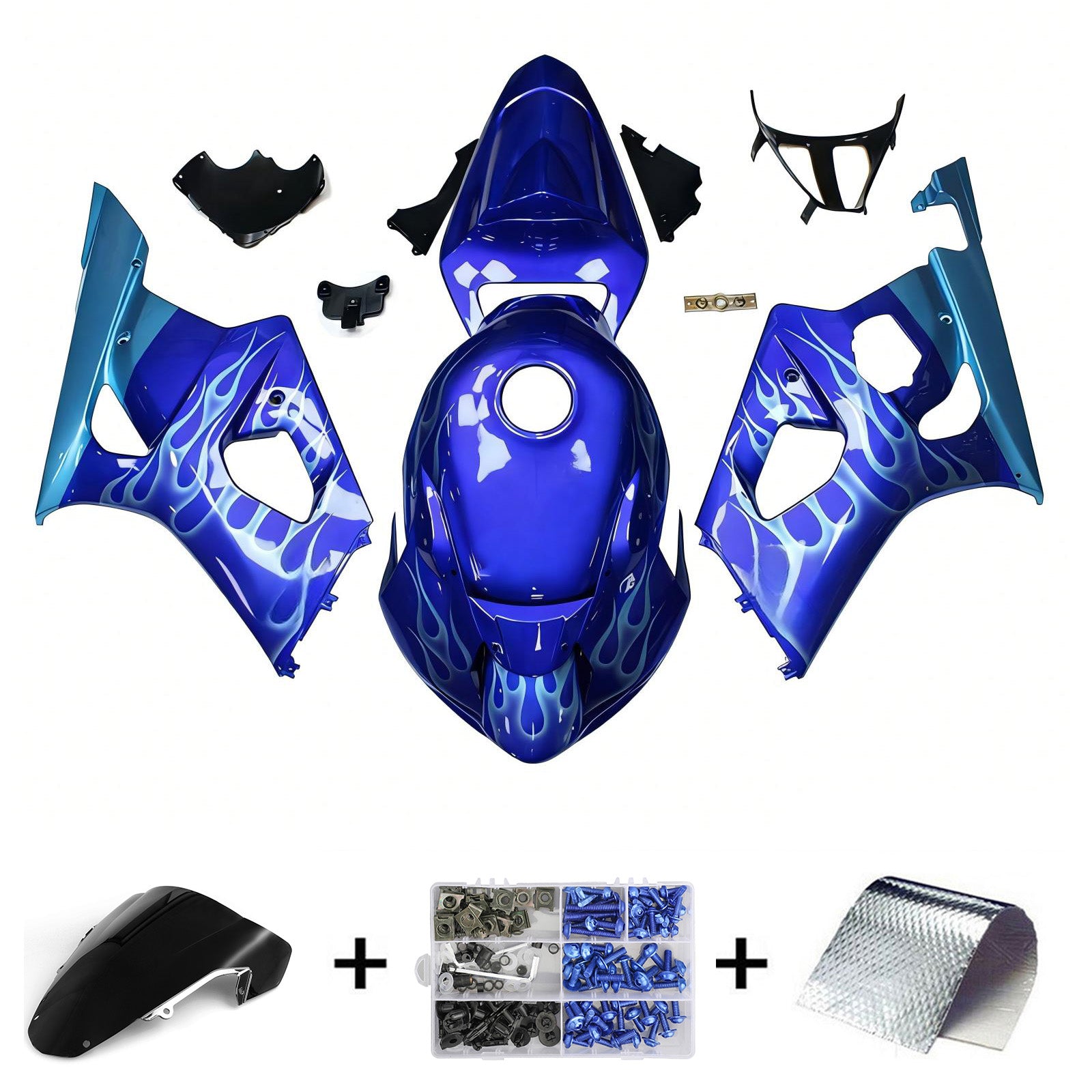 Amotopart 2003-2004 K3 GSXR 1000 Suzuki Kit carena blu scuro chiaro