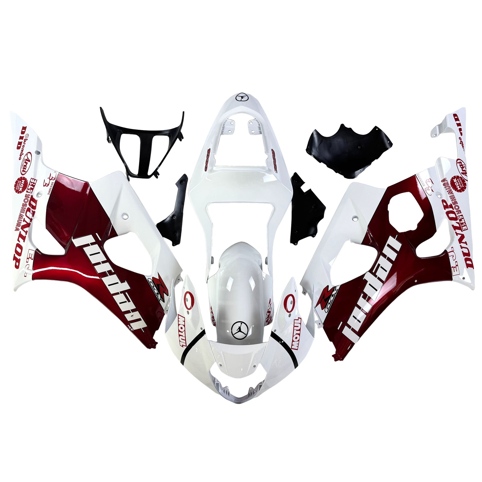 Amotopart 2003-2004 K3 GSXR1000 Suzuki Gloss Red&White Fairing Kit