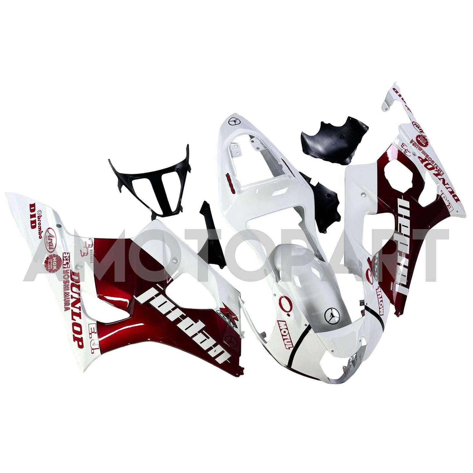 Amotopart 2003-2004 K3 GSXR1000 Suzuki Gloss Red&White Fairing Kit