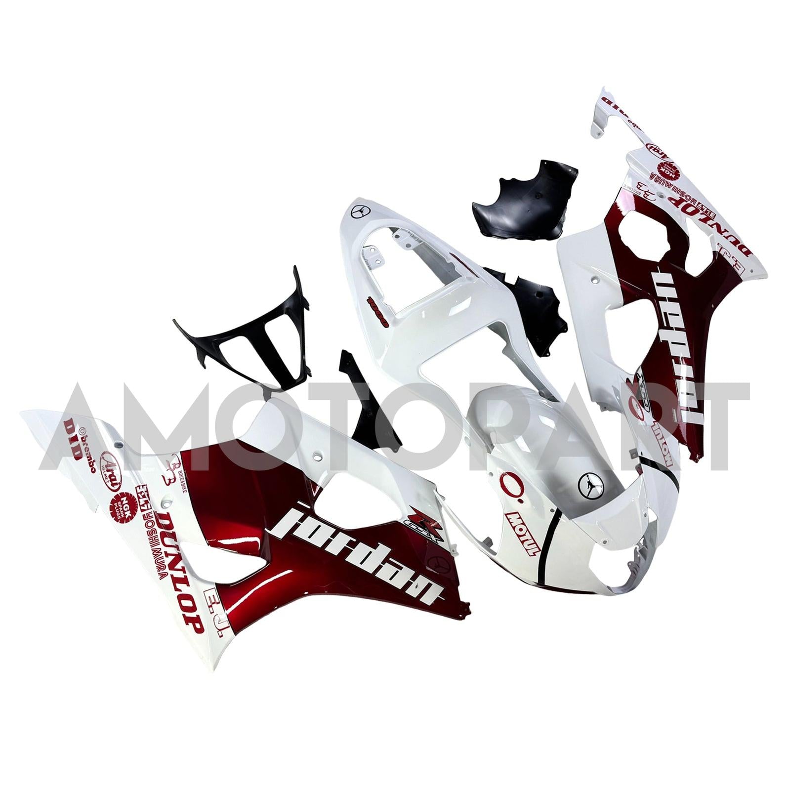 Amotopart 2003-2004 K3 GSXR1000 Suzuki Gloss Red&White Fairing Kit